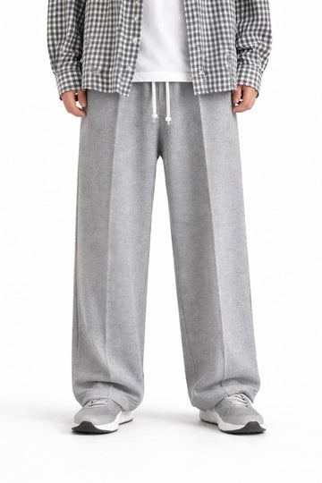 Pleated Relaxed Heather Grey Trouser