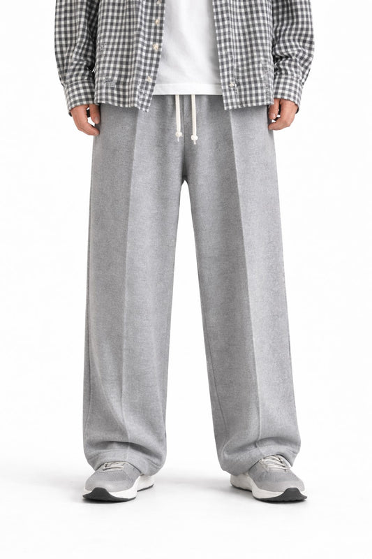 Pleated Relaxed Heather Grey Trouser