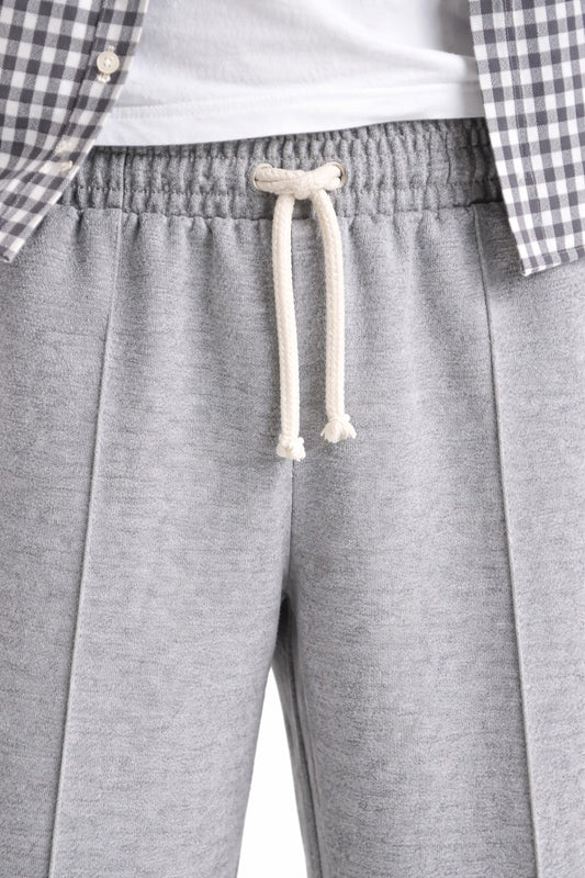 Pleated Relaxed Heather Grey Trouser