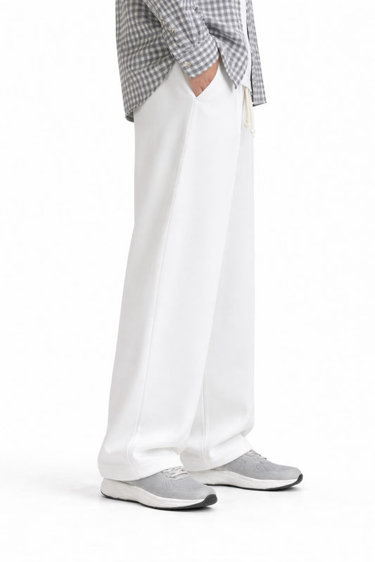 Pleated Relaxed White Trouser