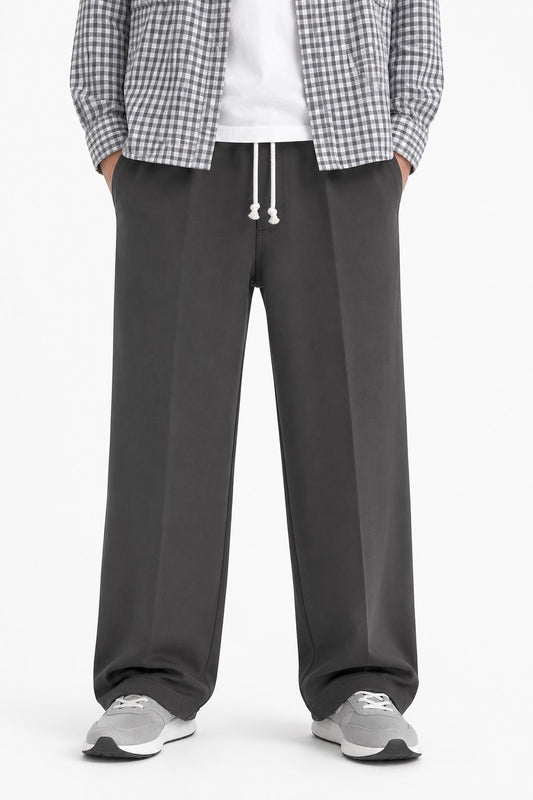 Pleated Dark Steel Grey Trouser