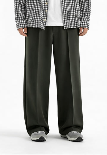 Pleated Relaxed Olive Green Trouser